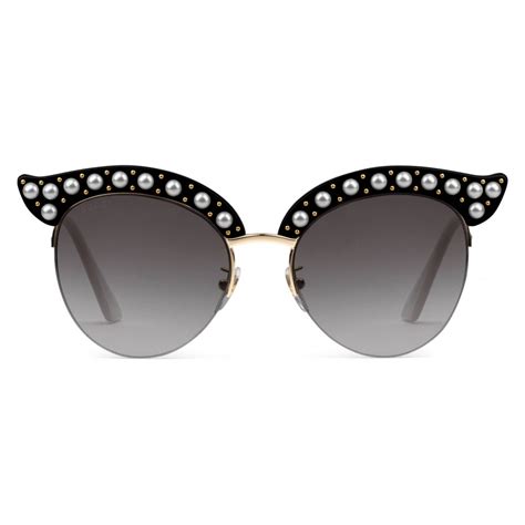 gucci cat eye acetate sunglasses with pearls